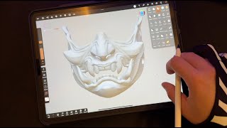 Samurai Half Mask Sculpt In Nomad On Ipad Pro