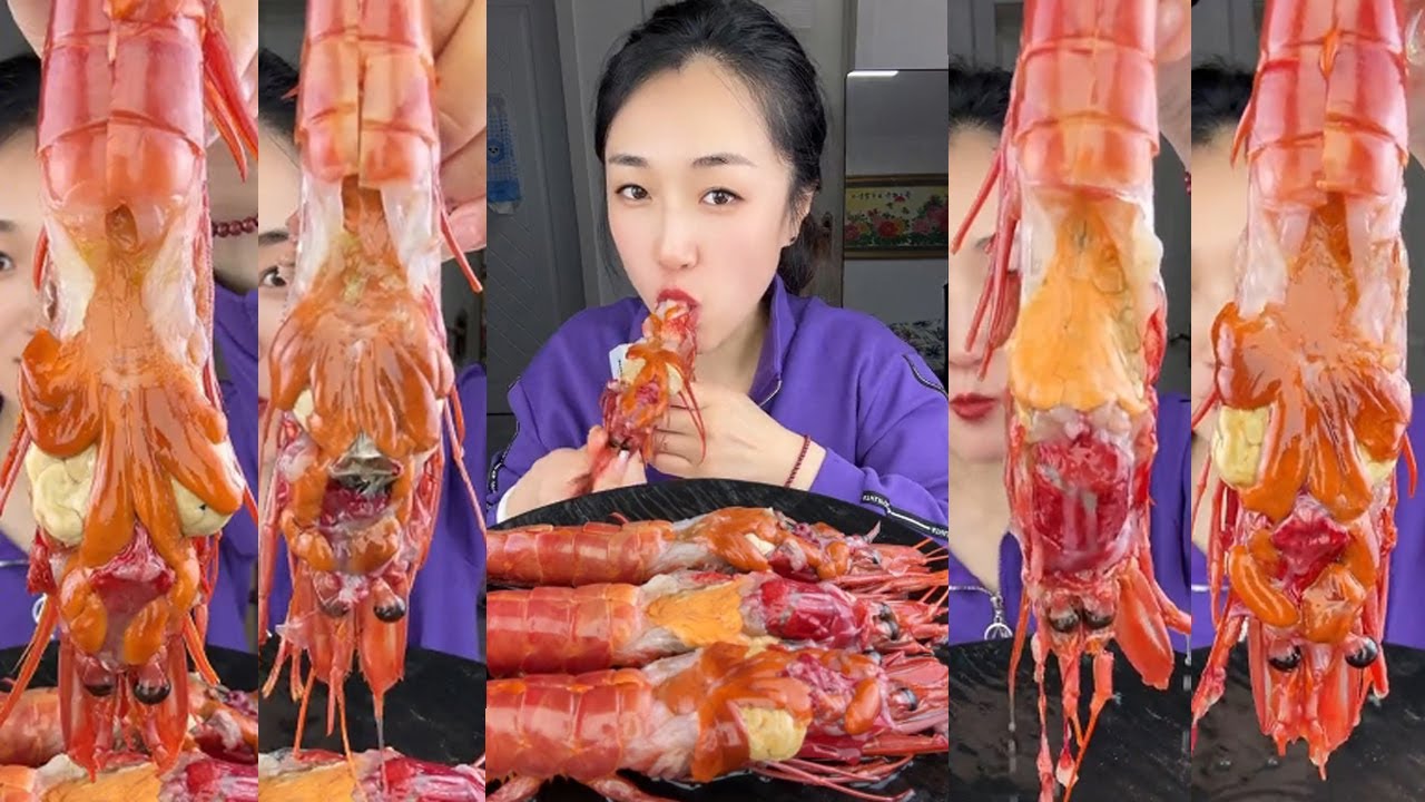 SUB)  红魔虾合集🦐🦐#Seafood#sashimi#gourmet#asmr#mukbang