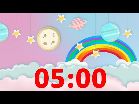 5 Minute Timer Rainbow with Music and Alarm ⏰ for Kids Countdown Video
