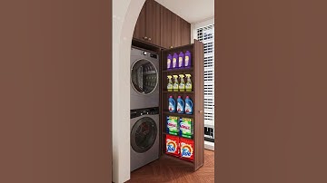 Be bold, stack your washing machine and dryer! #WholeHouseCustomization #BalconyCabinet #Washing