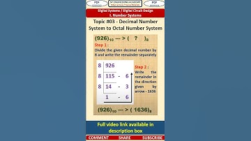 03   Decimal Number System to Octal Number System