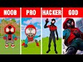 Minecraft NOOB vs PRO vs HACKER vs GOD: SPIDER-MAN MILES MORALES STATUE BUILD CHALLENGE in Minecraft