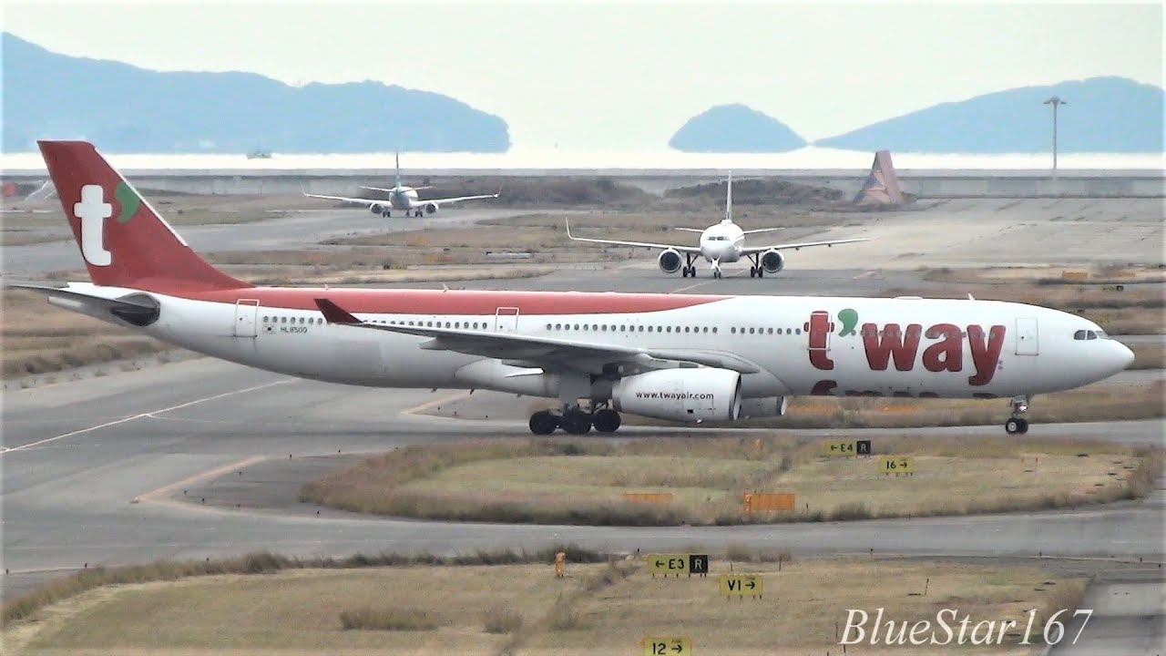 T way Air Airbus A330 300 HL8500 Landing At KIX RJBB Osaka Kansai