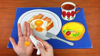Завтрак с беконом, яйцами и тостами 🥓🍳 | Bacon and Egg for Breakfast | Stop Motion Cooking