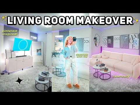 Видео: ПОЛНАЯ ПЕРЕДЕЛКА ГОСТИННОЙ КОМНАТЫ как в Pinterest!🛋️*Обновили Все*✨ Living Room Makeover