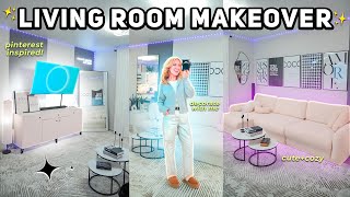 картинка: ПОЛНАЯ ПЕРЕДЕЛКА ГОСТИННОЙ КОМНАТЫ как в Pinterest!🛋️*Обновили Все*✨ Living Room Makeover