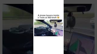 Drone Hovers Inside Tesla 🚗🚁 #shorts