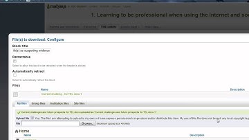 Mahara: How to add a supporting evidence file to a page