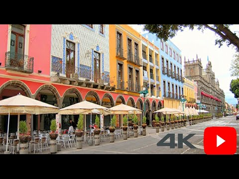 (4K) تور پیاده‌روی PT.2 @ مرکز شهر استعماری منظره شهر پوئبلا / Caminata Centro Histórico de Puebla.