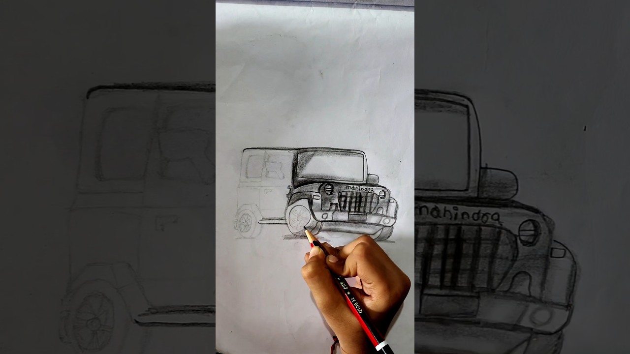 mahindra thar easy pencil drawing ✏️