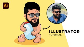How to Draw Funny Character | Cartoon Portrait | Drawing from Images - Adobe Illustrator cc Tutorial screenshot 3