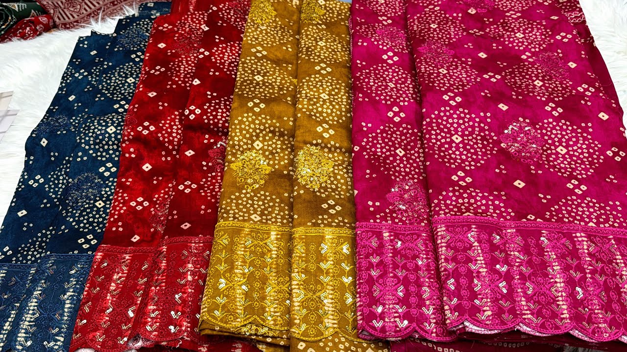 বান্দেজ প্রিন্টে বুটিক কাজ করা ইন্ডিয়ান চুন্দ্রি ইন্সপায়ার্ড লাক্সারি কটন থ্রিপিস/Luxury cotton 3pc