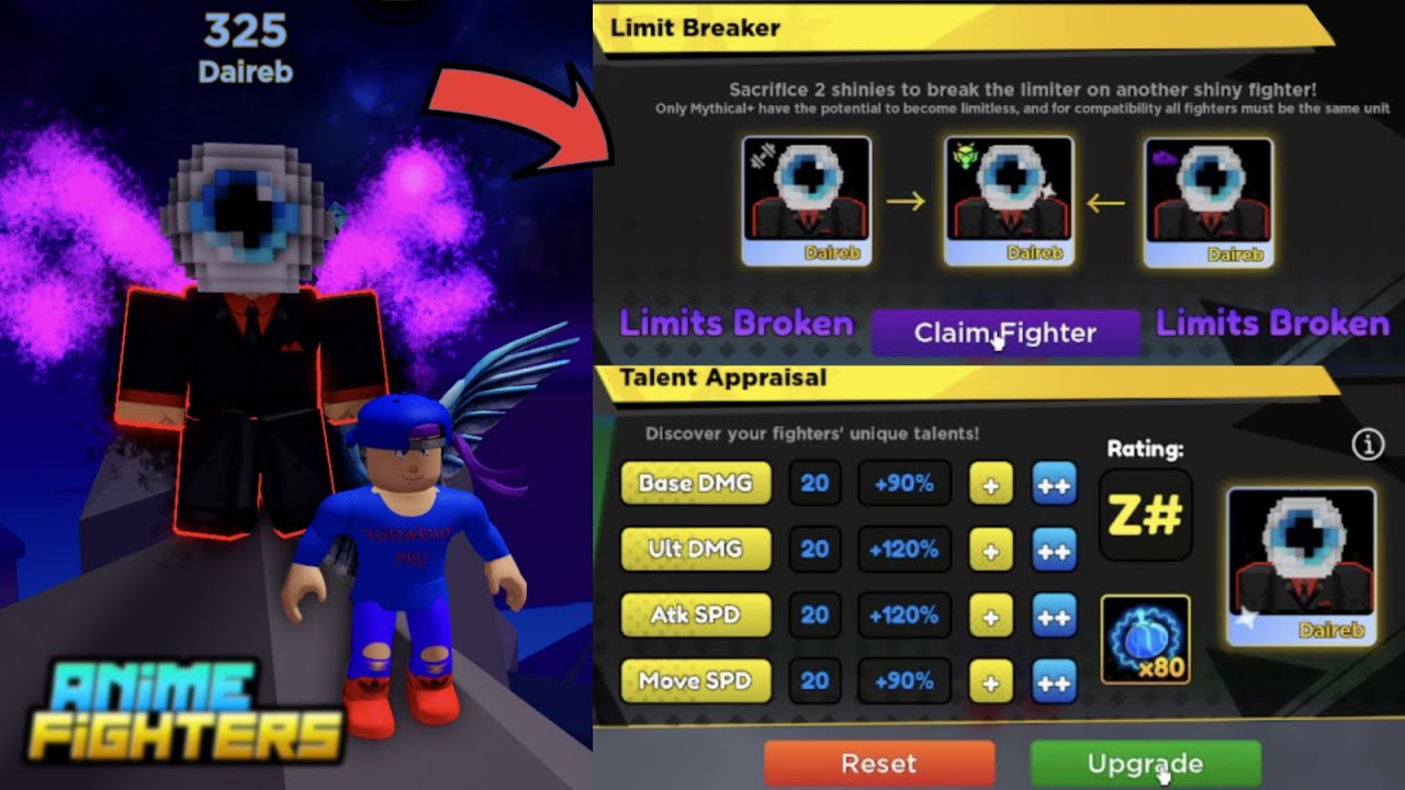 Limited limitless divine Daireb max lvl 325 |Roblox| Anime Fighters Simulator