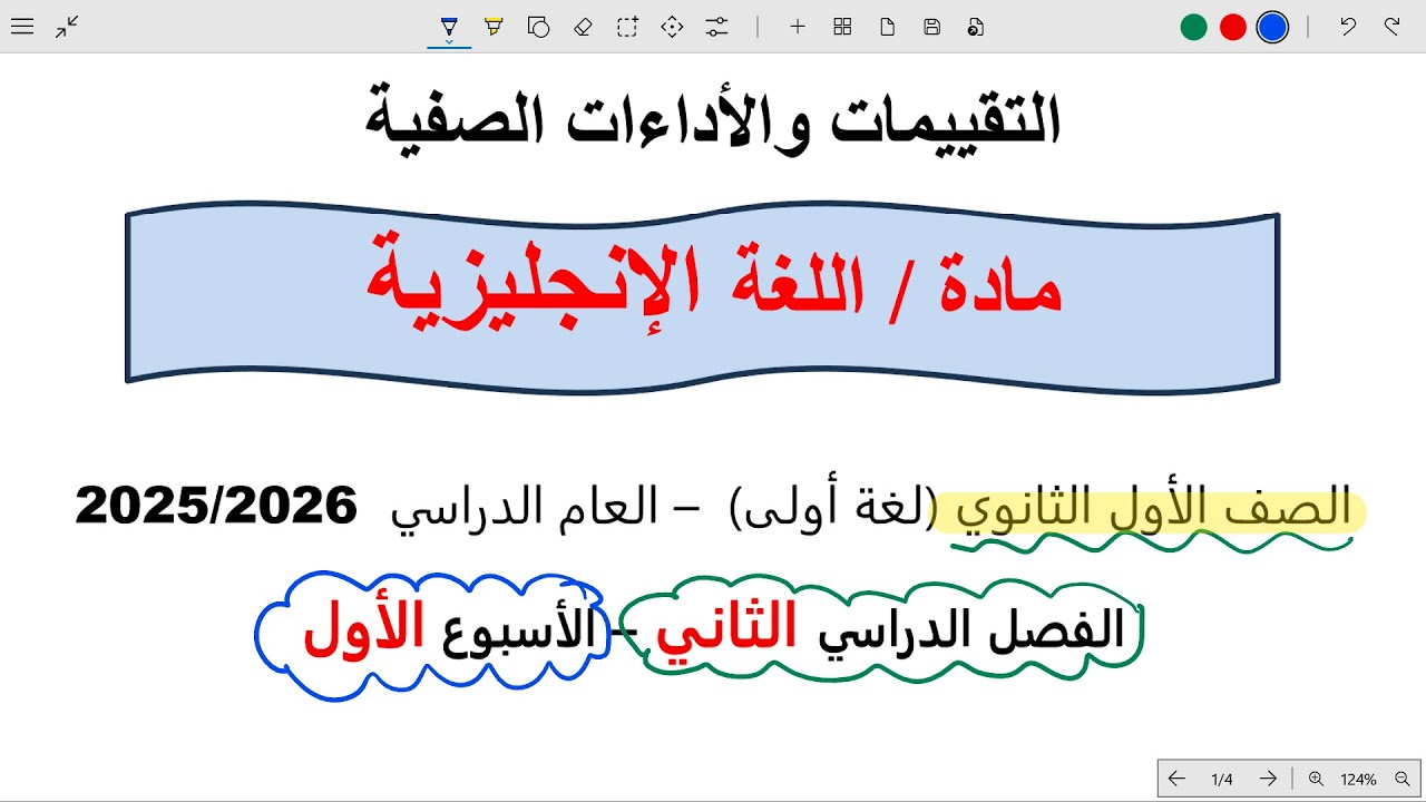 حل التقييم الاول انجليزي اولي ثانوي الترم الثاني 2026 حل التقييم الاسبوعي انجليزي