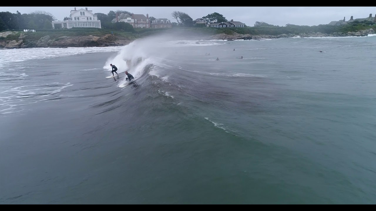 Hurricane Surf and Surfers in Newport, Rhode Island, September 2017