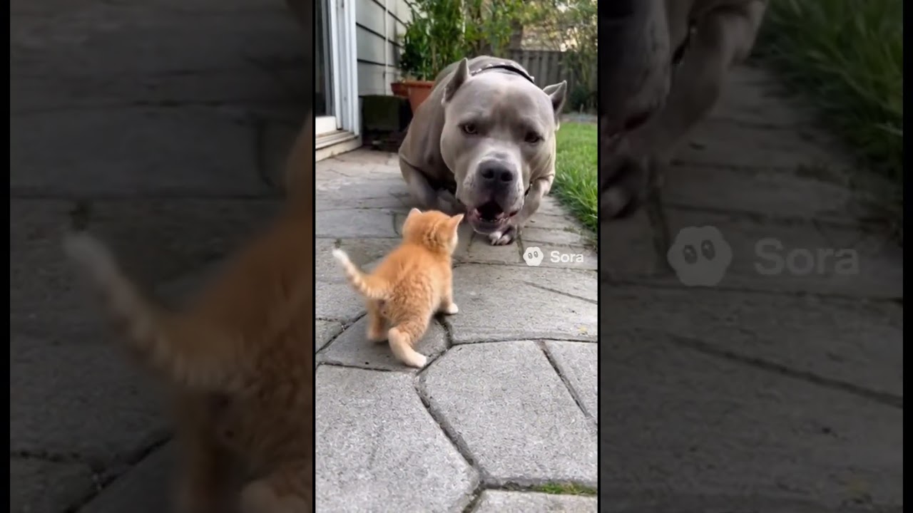Big Dog BULLIES Kitten… Mama Cat Comes to the RESCUE!!! 