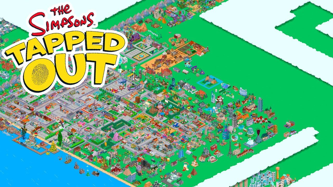 map of springfield simpsons tapped out The Simpsons Tapped Out Town Portrait Feature Take A Screenshot Of Your Entire Town Youtube map of springfield simpsons tapped out