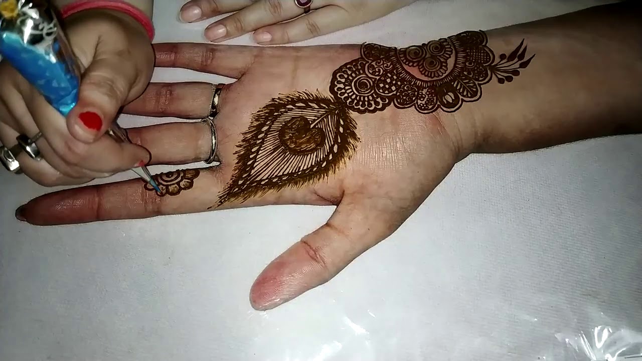 Peacock feather mehndi Design Indian Style Mehndi - YouTube