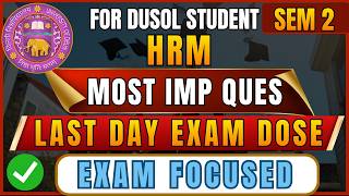HRM Most Important Questions 2026 | Human Resource Management Sem 2 DU SOL | B.Com Hons/B.Com