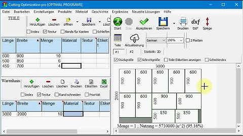 Cutting Optimization pro 5 - Deutsche Version.