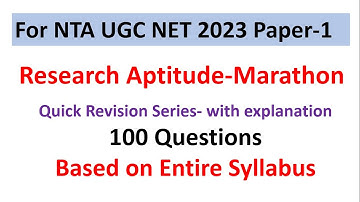 For NTA UGC NET 2023 Paper 1||Research Aptitude-Marathon|| Quick Revision Series  with explanation