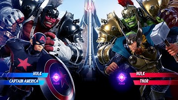 Gladiator Hulk & Black Cap vs Gladiator Hulk & Thor (Very Hard) - Marvel vs Capcom | 4K UHD Gameplay