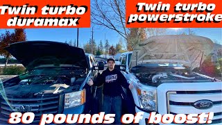 CHEVY vs FORD SHOWDOWN… TWIN TURBO DURAMAX vs TWIN TURBO POWERSTROKE by Life on limiter 2,723 views 1 year ago 15 minutes