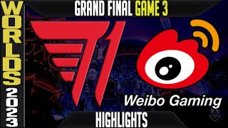 T1 Vs Wbg Highlights Game 3 S13 Worlds 2023 Grand Final T1 Vs Weibo Gaming G3