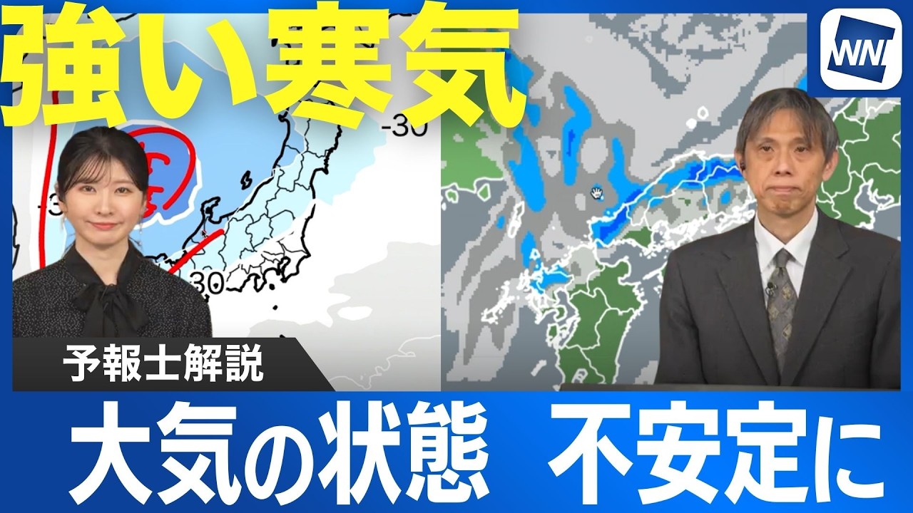 Strong cold air in the sky, making atmospheric conditions unstable