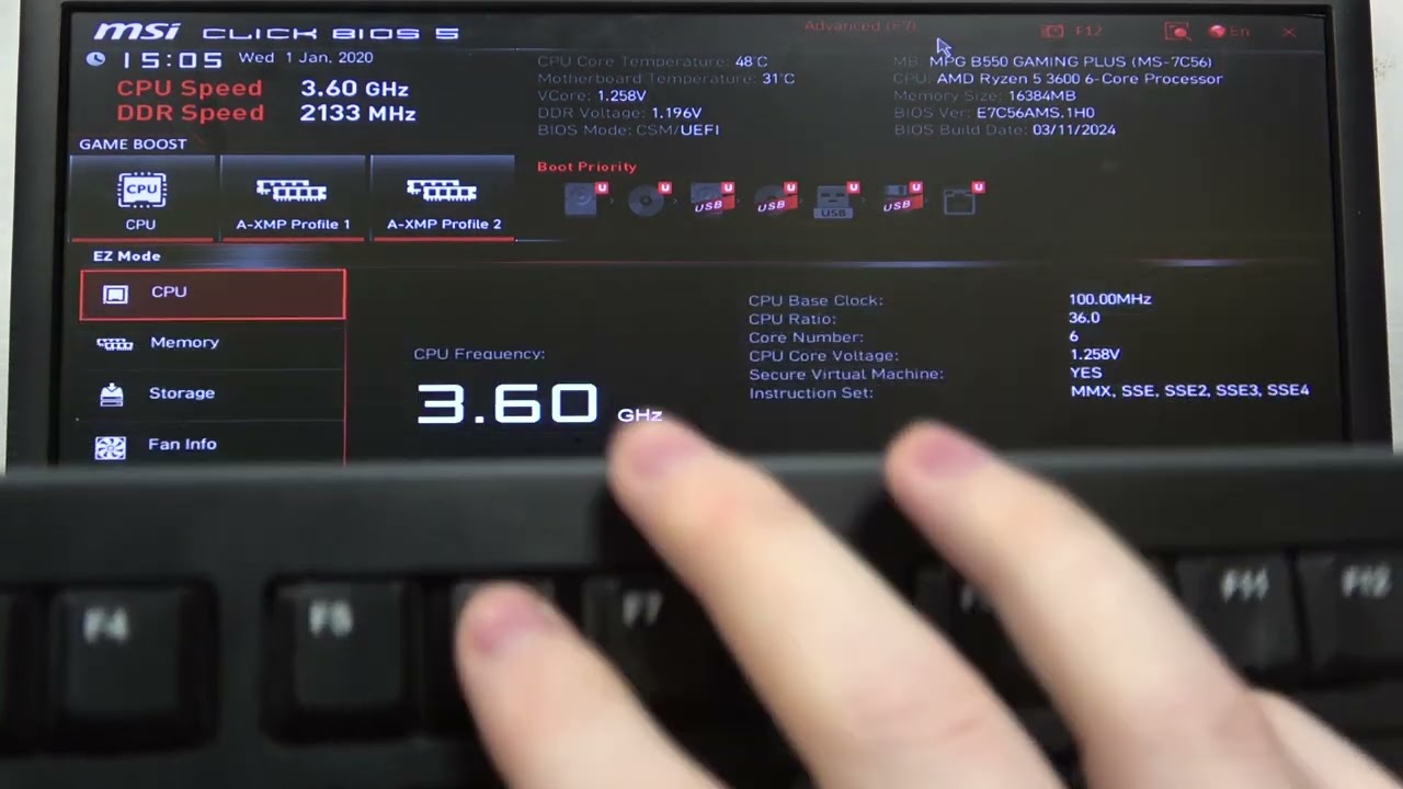 How to Restore Default BIOS Settings in MSI B550 Series Motherboard
