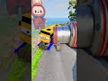 Cars & School Bus vs Giant Pit Bollards Crash #4 - BeamNG.Drive