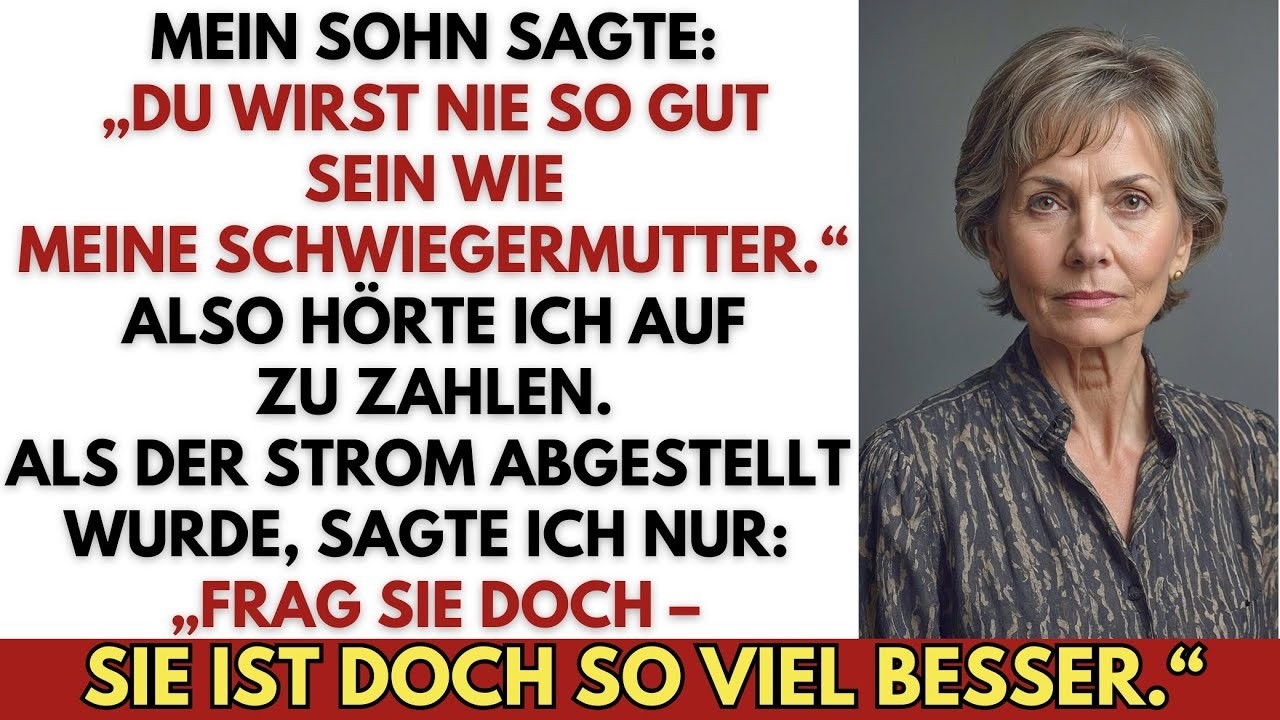 Beim Sonntagsessen sagte mein Sohn ganz beiläufig: „Du wirst nie so gut sein wie ihre Mutter.“ Ich hielt den Umschlag mit 300 Euro in der Hand – das Geld, das ich jeden Monat still für ihren...