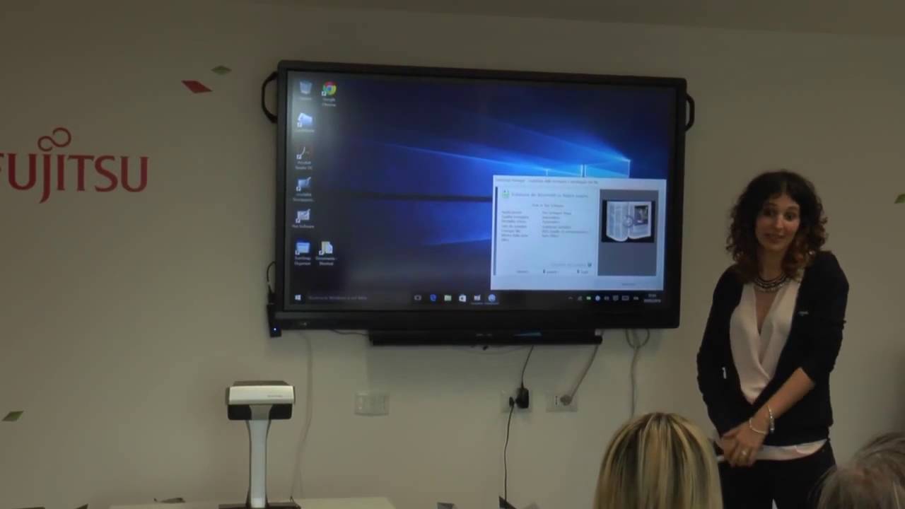 The ScanSnap SV600 scans a book to an interactive board within seconds
