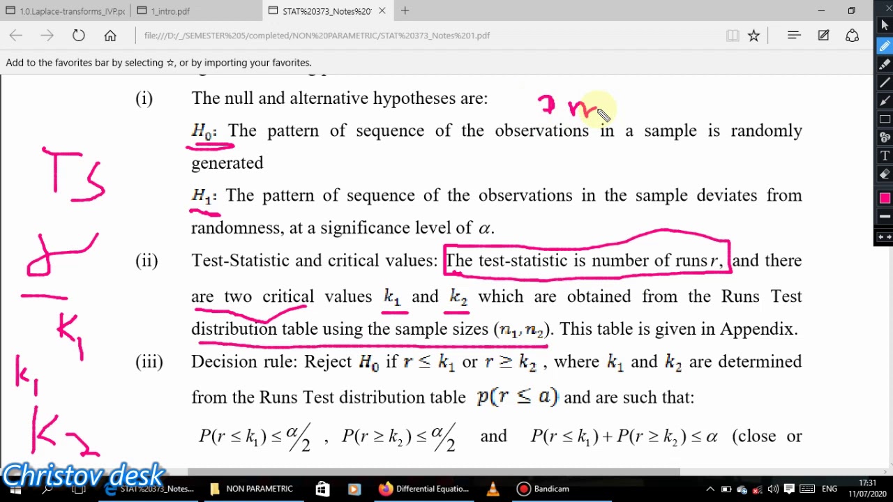 How to excute the runs test for small sample - YouTube