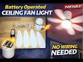 Battery Operated Portable 21" Ceiling Fan Light With Remote Control | Check out the Results