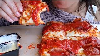 ASMR EATING Pizza Hut SPICY LOVERS DOUBLE CHEESY PEPPERONI PIZZA?(no talking) Eating sound