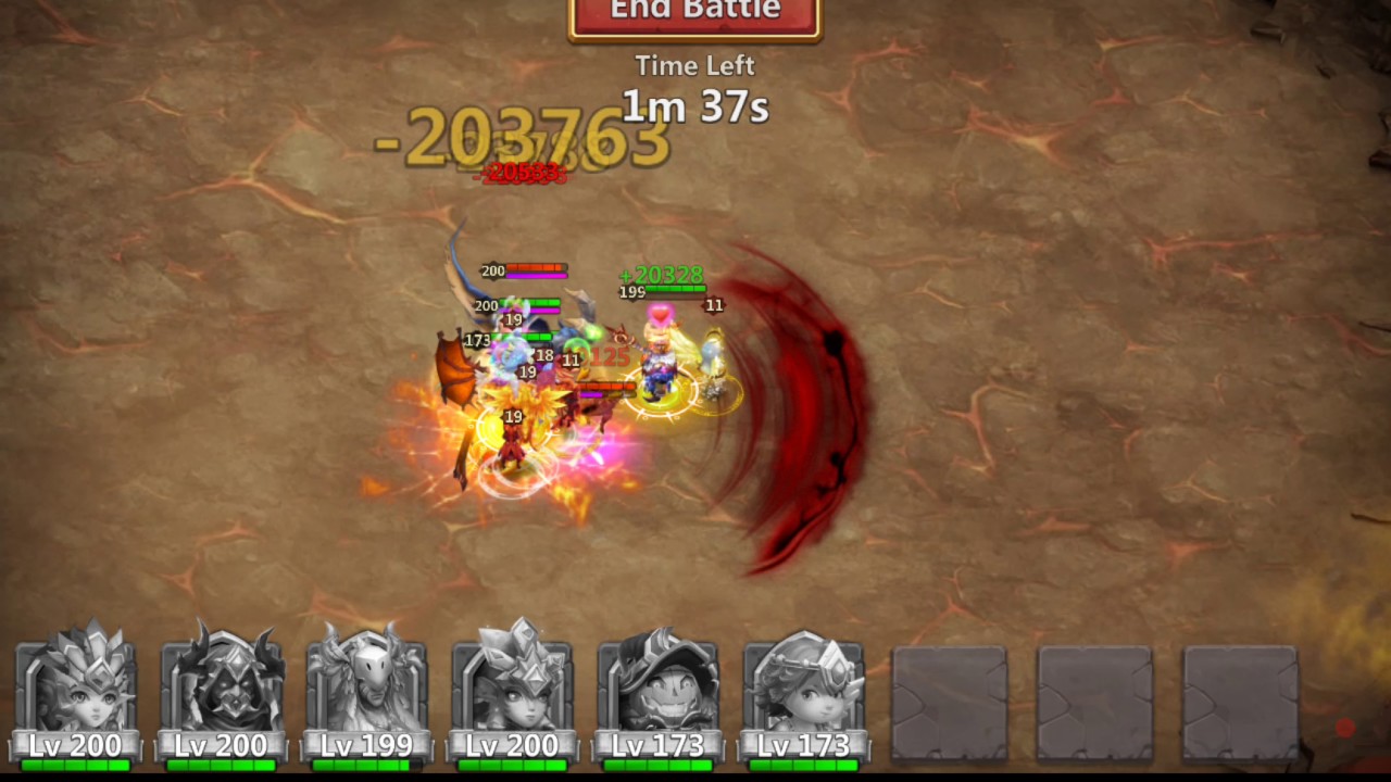 Castle Clash Slowdown Archdemon with HQ and no Revite 5s! 539M run!