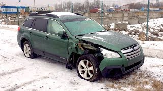 Subaru Outback. USA.   Обзор всех повреждений.  Установка на стапель. Замеры.