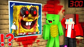 Why Scary SPONGE BOB ATTACK HOUSE JJ and Mikey At Night in Minecraft