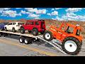 Flatbed Truck McQueen | Transportation with Truck - Pothole vs Car #2 | BeamNG.Drive Gameplay