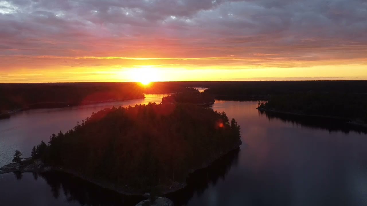 French River Sunset by Drone ~ 4K