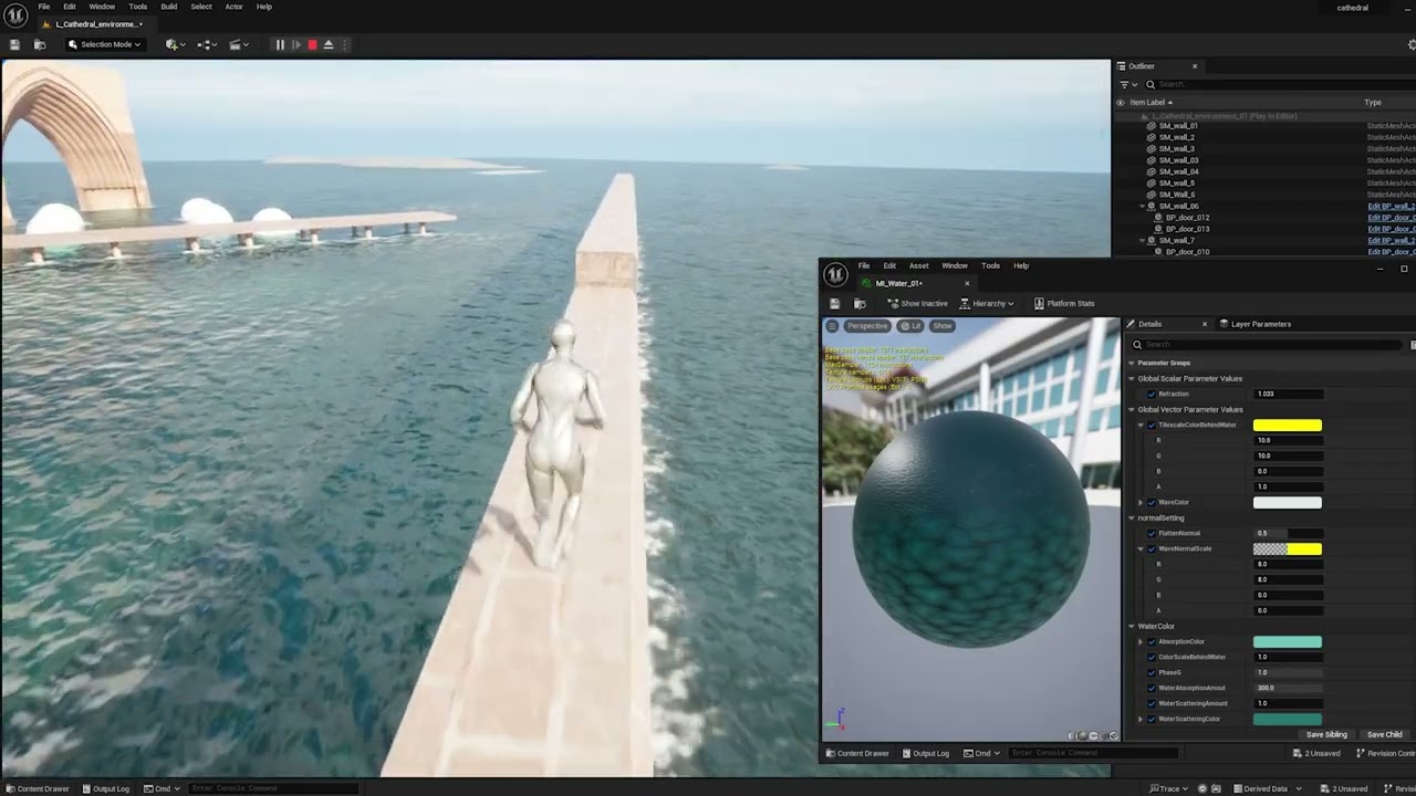Unreal engine 5 single layer water material showcase