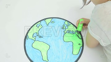 Girl Draws The World | Stock Video - Motion Array