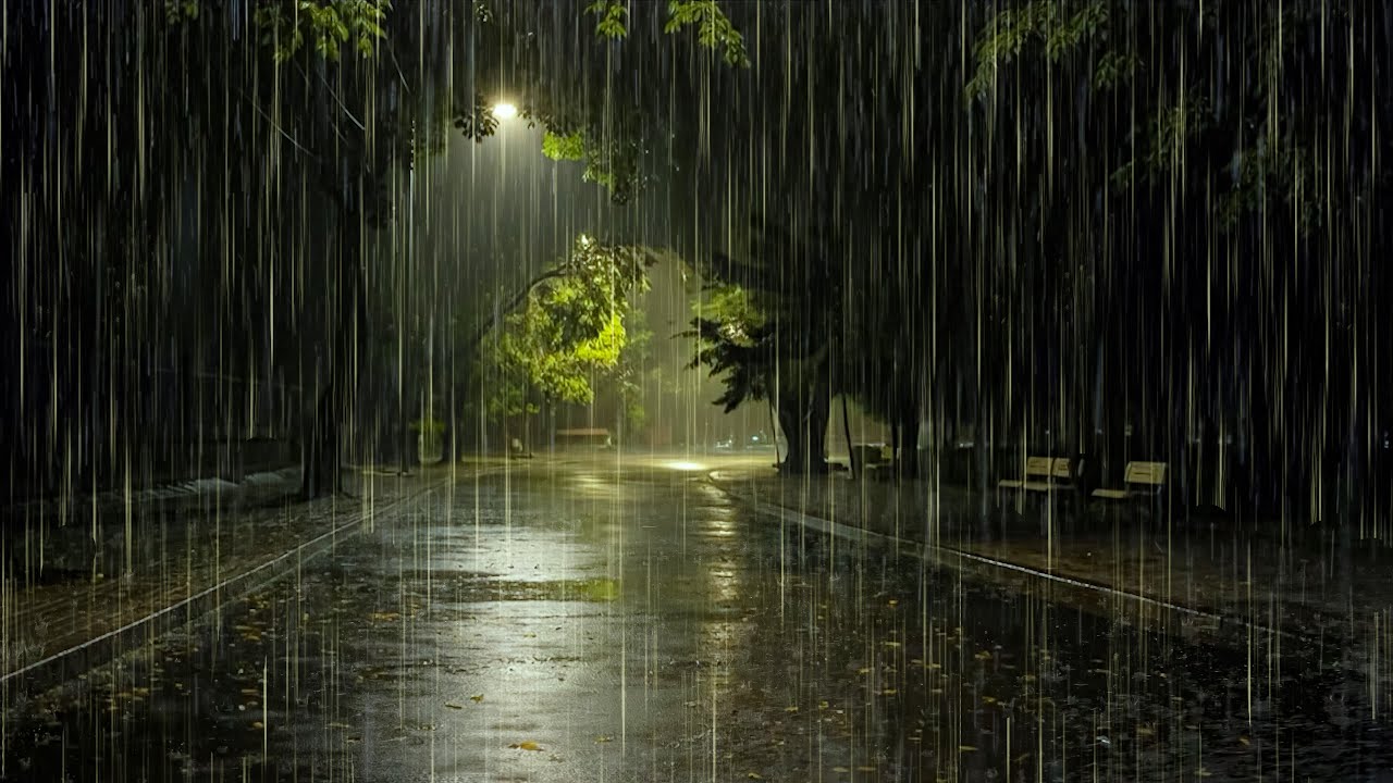 Pass Out Instantly | Heavy Rain Falling on Night Street | ASMR Rain to Sleep & Reduce Tinnitus