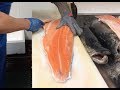 Salmon fish filleting - 9 kg. Fish factory. Разделка Семги на рыбной фабрике в Ирландии