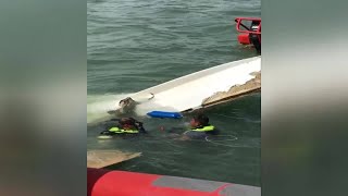 Boater rescued after boat capsizes