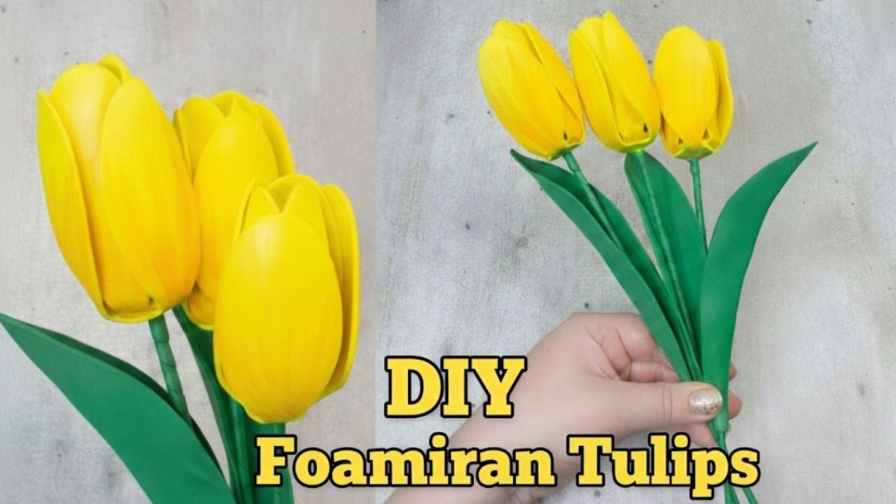 Easy & Quick🌷DIY Foamiran Tulips🌷Tulipanes de foamy fáciles de hacer🌷МК Тюльпаны из фоамирана