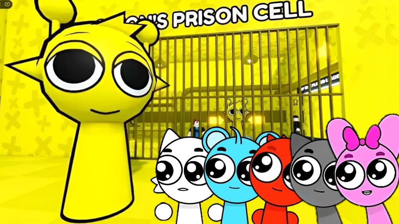 Sprunki Baby Wenda, Sky, Raddy, Gray & Pinki Played Simon Sprunki's Prison Escape Obby in ROBLOX 