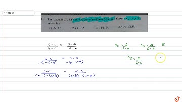 In `Delta ABC`, if `(a-b)(s-c)=(b-c)(s-a)` then `r_1, r_2, r_3` are in