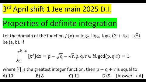 Let the domain of the function f(x)=log_2⁡log_4⁡log_6⁡(3+4x-x^2 ) be (a, b). If∫0^(b-a) [x^2 ]dx=p